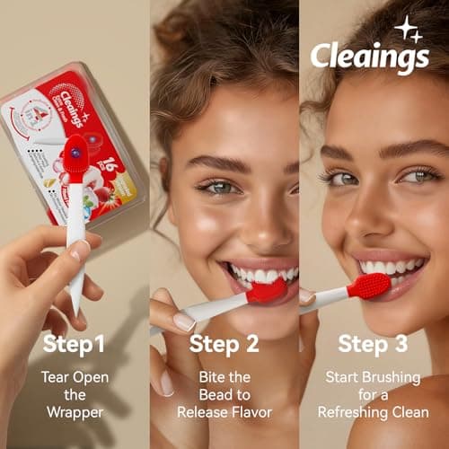 Cleaings Travel Toothbrush 4-in-1 Mini Disposable Toothbrush with Toothpaste 16 Count, Upgraded Design, No Water Needed, Ultra Soft Bristles, Portable with Tongue Cleaner & Toothpick, Mint — view 6