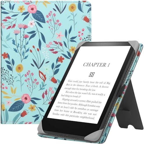 HGWALP Universal Case for 6" eReaders, Folio Leather Stand Cover with Handstrap Compatible with All 6 inch Paperwhite/Kobo/Tolino/Pocketook/Sony E-Book Reader-Spring Bloom
