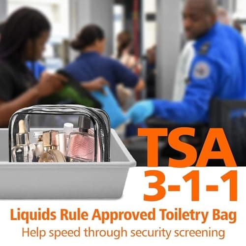 Clear Toiletry Bag,2 PCS TSA Approved Travel Cosmetic Bags Waterproof PVC Makeup Bags with Zipper Portable Toiletry Wash Bag Carry Pouch for Men Women Business Bathroom — view 3