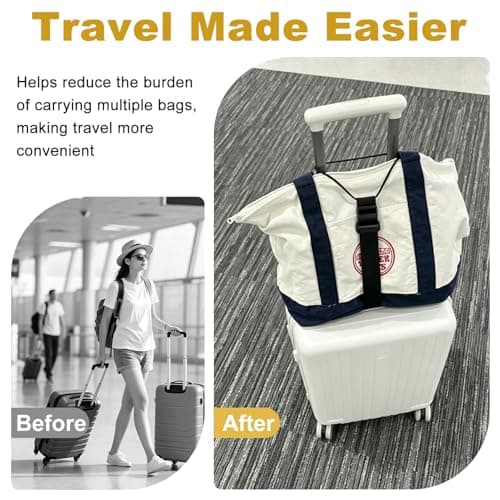 4 Pcs Elastic Fastening Belt for Luggage, Adjustable Luggage Connector Straps for Suitcases Attach Extra Bags, Black Luggage Straps for Suitcases, Portable Travel Suitcase Strap Travel Accessories — view 5