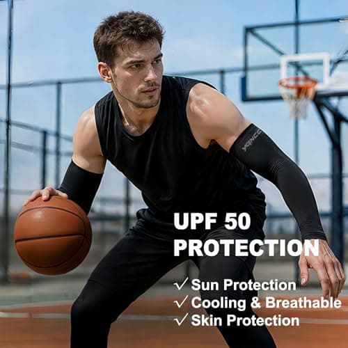 YQXCC Arm Sleeves Cooling UV Sun Protection Sport Compression for Men Women — view 3