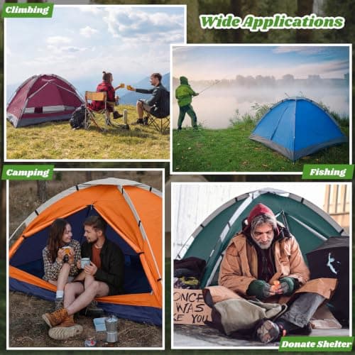 Woanger 12 Pack Bulk 2 Person Camping Tents for Homeless Lightweight Outdoor Tent with Rain Fly and Carrying Bag Waterproof Windproof Setup for Homeless Camping Backpacking (Multicolor) — view 3