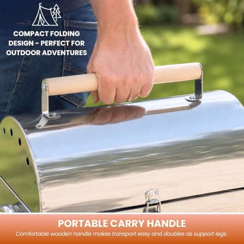 Tabletop Charcoal BBQ Portable Stainless Steel Folding Grill with Tools — view 5