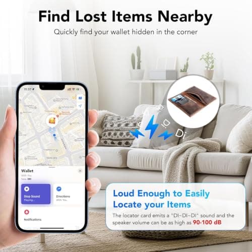 2 Pack Wallet Tracker Card [Apple MFi Certified] Air Tracker Tag (iOS only), IP68 2.7mm in Rechargeable Smart Card Work with Apple Find My, Keys Finder and Item Locator for Passport, Bags,Laptop,Black — view 3