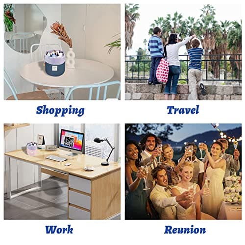Women Travel Make Up Bag,Pouches Cosmetic Bags Girls Barrel Shaped Hanging Toiletry Wash Bags Nylon Drawstring Makeup Organizer Storage Bag + Small Zipper Pocket+PVC Transparent Brush Bag (Blue) — view 6