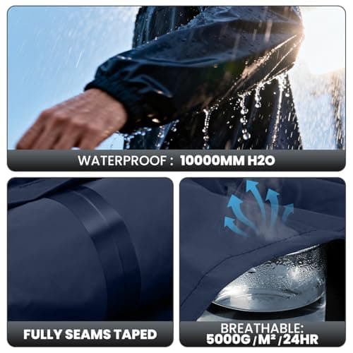 SOPPY Waterproof Rainsuit Jacket Pants Suits for Men Women, Hooded Rain Jacket Waterproof Rain Coat with Trousers, Packable Raincoat Sets with Carrying Bag for Fishing Hiking Camping (Blue, L) — view 4