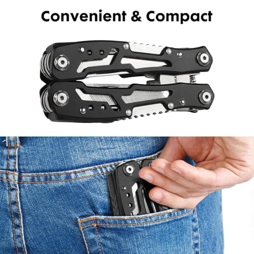 Multitool Pliers 13 in 1, Stainless Steel Multi Tool Pliers Pocket Knife with Safety Lock for Camping Survival Hiking DIY Gifts for Men — view 4