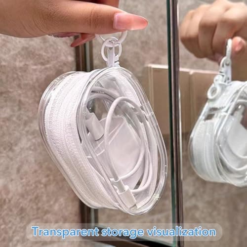 Supvox® 2Pcs PVC Transparent Storage Bag for Data Cables, Chargers, Earphones Waterproof Travel Organizer Pouch with Quick Release Buckle, Compact 10.5x6.5x3.6cm, Durable Multipurpose Use — view 6