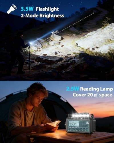 Roxicosly 12000mAh Solar Wind Up Radio with Phone Charger, 5-Ways Powered — view 5