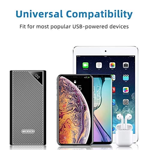 Power Bank Portable Phone Charger 27000mAh High Capacity External Backup Battery Pack 4 USB Ports Quick Charge LCD Display 3 Input Powerpack for iPhone Samsung iPads Huawei Nintendo Switch (Black) — view 6
