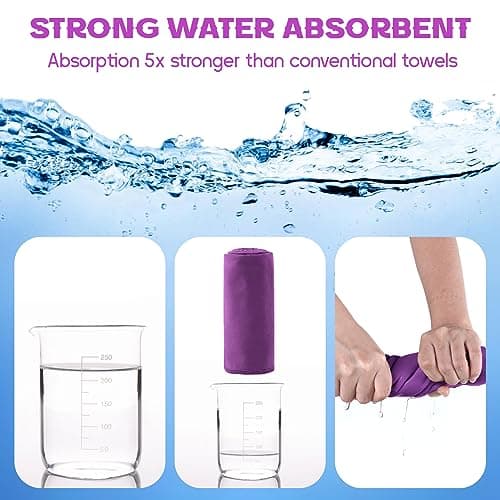Sinand Microfibre towel 2 Pack |160x80cm+80x40cm| Ultra Lightweight Gym Towel, Quick Dry Microfiber Towels for Sports Travel Camping Beach Swimming (Light purple) — view 4