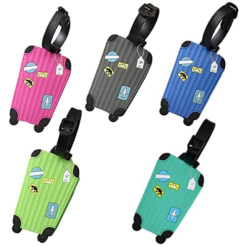 Luggage Tags,5pcs Suitcase Tags,Suitcase Luggage Tags Business Card Holder,Travel Tags with Name ID Card,for Travel Vacation Luggage Storage,Prevent Lost Luggage(5 Color)