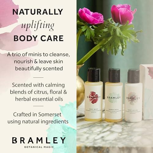 Bramley Mini Body Set (3 x 50ml), Contains Travel Size Body Wash, Bubble Bath & Body Lotion, Pamper Gifts for Her with Mini Beauty Products — view 2