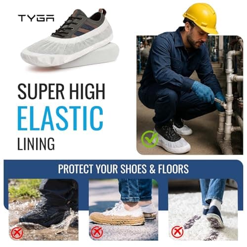 TYGA 40 Pieces Waterproof Reusable Shoe Covers - White — view 6