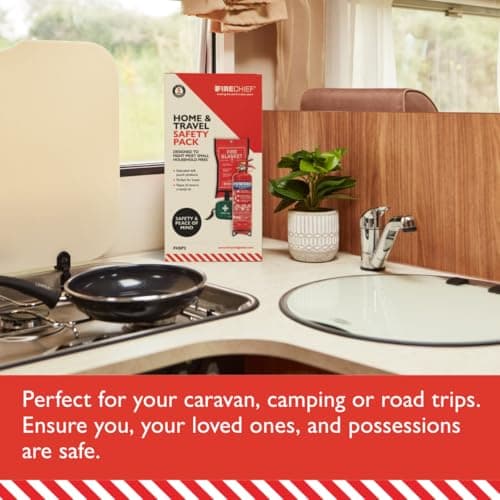 Firechief Travel Safety Kit - Home Fire Safety Pack - Caravan and Campervan Essentials - 1kg Powder Extinguisher Fire Blanket First Aid Kit - Car Essentials - Home & Travel Accessories Emergency Pack — view 6