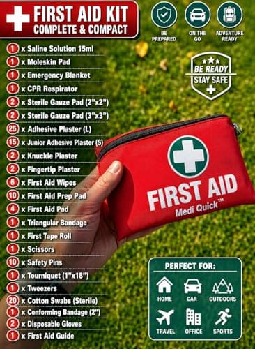 Medi Quick 110-Piece: Premium First aid kit, for Work, Travel, Backpacking, Medi kit, A Must-Have for Anyone Seeking a First aid for Home or a Travel, Car, Holiday.Office, Site. — view 2