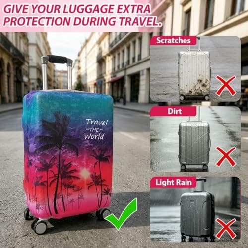 Sueving Elastic Luggage Cover, 29-32 Inches Extra Large Suitcase Covers Protectors with Zipper, Suit Case Covers for Luggage Business Trips, Holidays, Travel (Pattern 1, XL) — view 4
