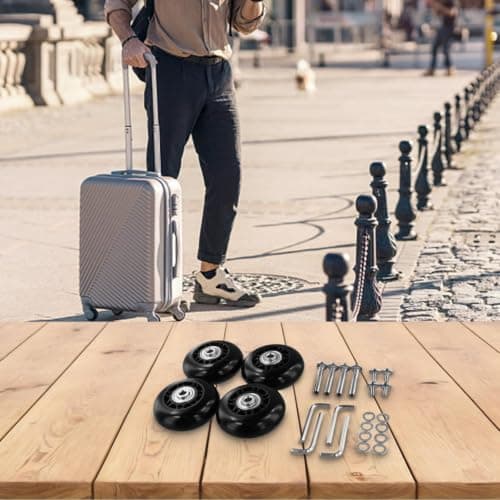 4 Pcs Luggage Wheels, Rubber Suitcase Replacement Wheels With — view 4