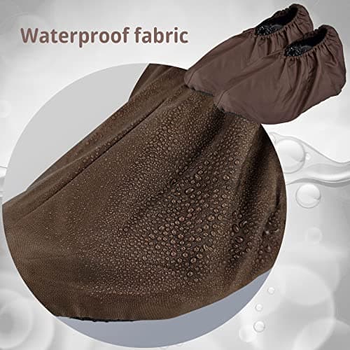 MELGO 1 Pair Reusable Shoe Covers, Slip Resistant Washable Overshoes, Waterproof Boot Covers, and Dustproof Overshoes for Household Carpet Floor Protection (Coffee) — view 3
