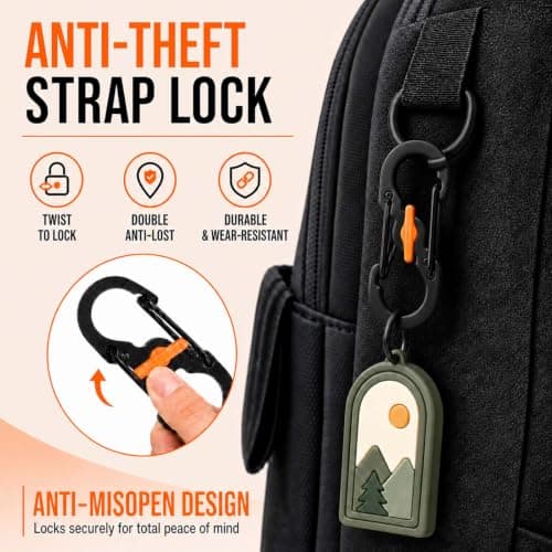 10 Pack Mini S Shape Locking Carabiner Clips,Stainless Steel Lightweight Keychain Hooks, Twist Lock Anti-Theft Safety Design, Small S Biners for Hiking Camping Travel Backpack Keys Pet Tags DIY Crafts — view 4