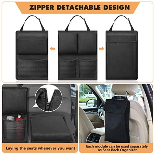 FINPAC Car Boot Organiser, Detachable Seat Back Hanging Organisers, Black-Orange — view 2