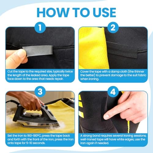 LLPT Wetsuit Repair Tape Iron On 20mm*5m*0.15mm Seam Sealing Patch Black — view 6