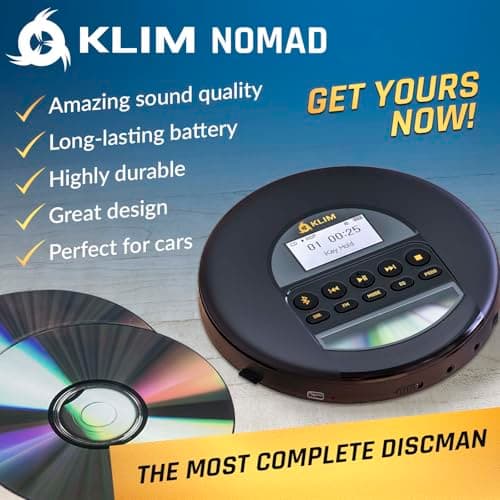 KLIM Nomad - New - Portable CD Player with Long-Lasting Battery - with Headphones - Radio FM - Compatible MP3 CD Player Portable - TF Card Radio FM Bluetooth - Ideal for Cars - Gold — view 2