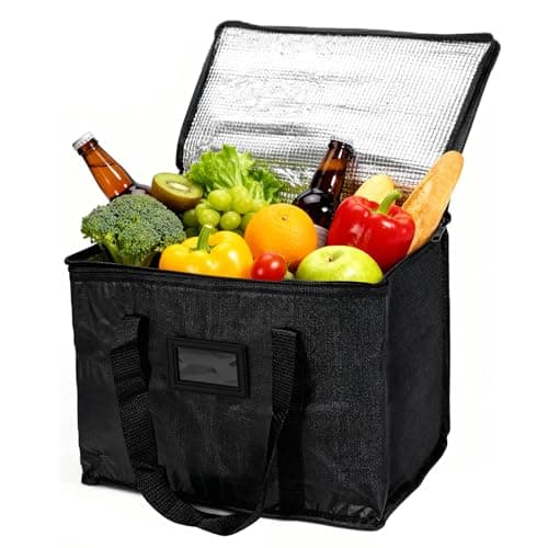 suzmei 3 Packs-40L Insulated Thermal Food Delivery Bag for Hot & Cold Meals, Large Foldable Cooler with Insulation for Picnic, Camping, Lunch & Outdoor Use (Black) — view 6