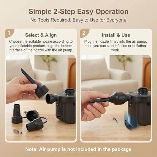 3 IN 1 Air Pump Nozzle Adapter, Universal Inflator Nozzle Replacement Set, Anti-Loss Air Pump Accessories for Inflatable Mattress Pool Boat Kayak Camping — view 5