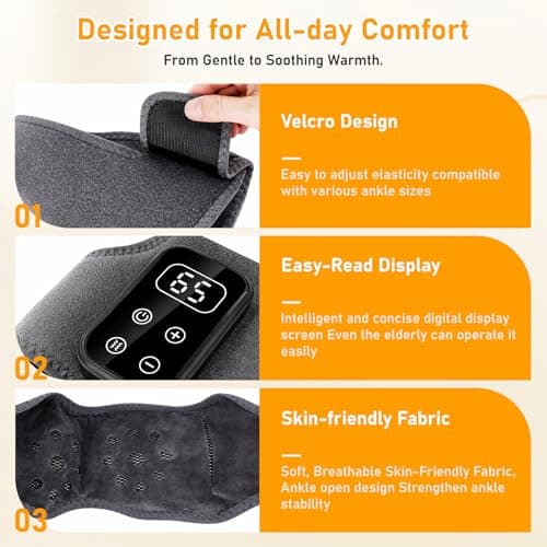 2PCS Cordless Foot and Ankle Massager for Pain Relief, Heating Pad, Ankle Heating Wrap, Cordless Foot Massager with Heat and Vibration, Portable for Home and Travel Use — view 5