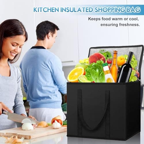 KufaerBeam 35L Insulated Collapsible Cooler Food Delivery Bag, Heavy Duty Cooler Bags for Frozen Food Delivery, Insulated Shopping Bags,Cooling Foods Bag for Camping BBQ Shopping Fishing Family — view 5