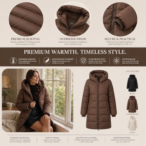 Winter Coats for Women UK Puffer Jackets Ladies Warm Oversized Jacket women's coats fleece lined waterproof coat women packable puffer jacket festival poncho waterproof adult travel rain poncho — view 2