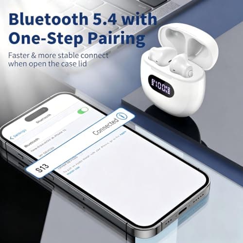 Jrwaro Wireless Earbuds Bluetooth Headphones V5.4, 48H Long Battery Life LED Power Display Ear Buds, IPX7 Waterproof HiFi Stereo Bass with Built-in Mic for Home Office Sports Earphones — view 5