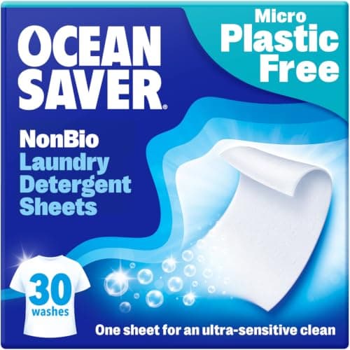 OceanSaver Eco Laundry Detergent Sheets | Non-Bio | Eco-Friendly, Biodegradable & Freshly Scented | Zero-Waste & Removes Tough Stains | Vegan, Plastic & Cruelty-Free | Plant Based Formula (30 Washes)
