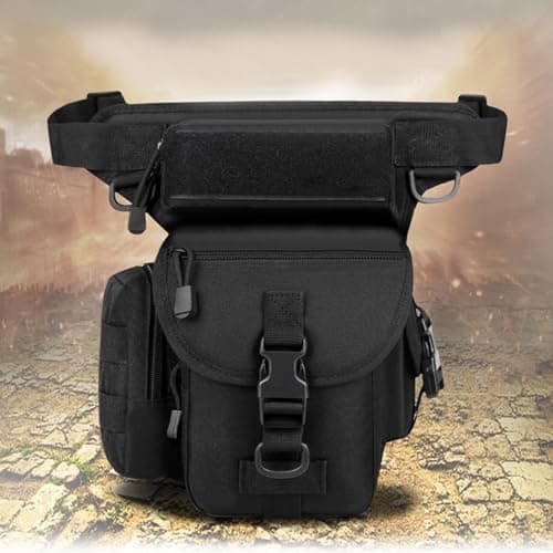 Flintronic Tactical Drop Leg Waist Bag, Multi-Purpose Waterproof Outdoor Military Hip Thigh Tool Bag Fanny Pack with Water Bottle Pouch, for Hiking Travel Motorcycling Camping Fishing — view 2
