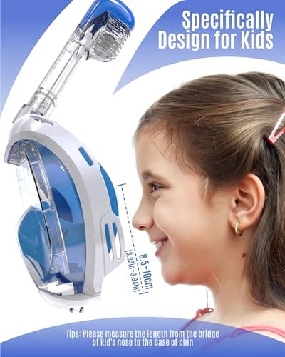 G2RISE Full Face Snorkel Mask Kids Snorkeling Set, 180 Degree Panoramic View, Anti-Fog & Anti-Leak Dry Top Snorkel Set for kids 3-8 (2 Pack) — view 4