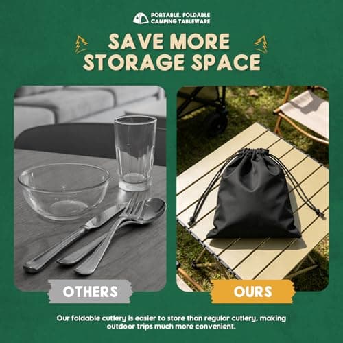 IONEKIUK 6 in 1 Foldable Camping Mess Kit Camping Cutlery Set for 1 — view 6