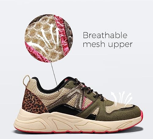 LUCKY STEP Women's Chunky Platform Trainers, New Khaki/Beige,10US-41-8UK — view 4