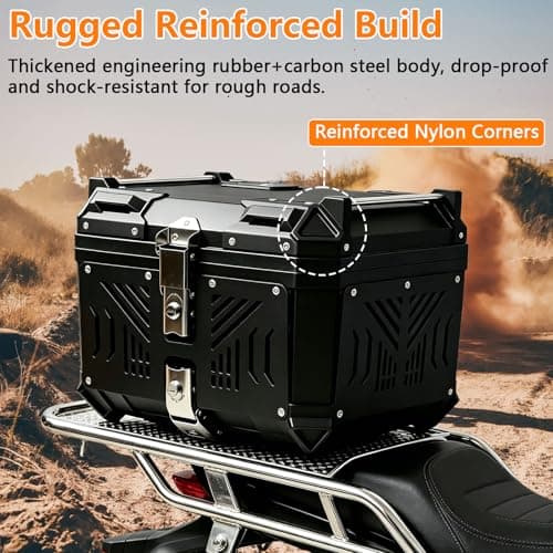 45L Motorcycle Top Case with Lock&Keys, Aluminium Alloy Motorcycle Tail Box — view 3