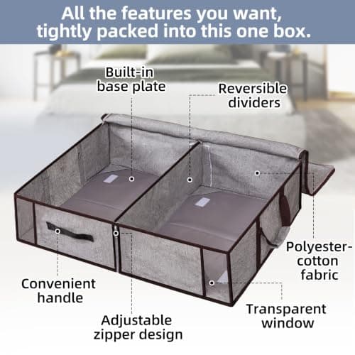 TAILI Vacuum Storage Bags with Box,70x50x18cm 2 in 1 Space Saver,Gray+Brown — view 2