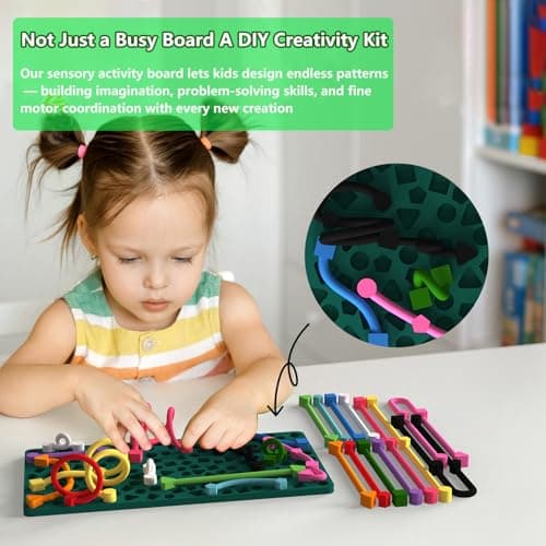 Sensory Activity Board for Kids&Adults, Silicone Fidget Toy for Travel Airplane Car, Quiet Busy Board for Autism ADHD Anxiety Relief, Silent Classroom Toy, Stocking Fillers Gift for Boys Girls — view 2