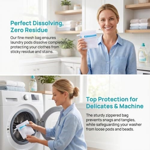 Merzio 5 PCS Small Mesh Laundry Bags for Mini Delicates, Anti Sticking Laundry Pod Bags, Reusable Wash Bags for Washing Machine, Durable Polyester Storage Bags for Scented Beads and Travel — view 6