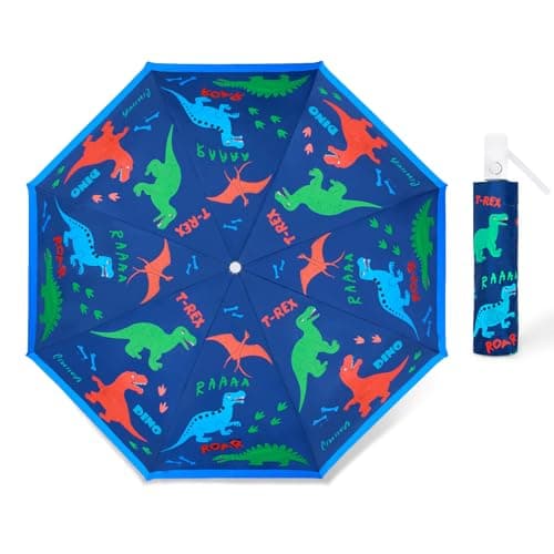 Dinosaur Kids Folding Umbrella, Windproof Automatic Travel Umbrella for Boy