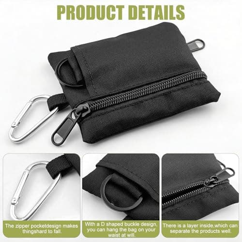 SzSFQ 2 Pack Tactical Canvas Coin Pouch for Men, Zip Purse with Carabiner — view 3