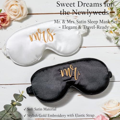 CHOIEO Mr and Mrs Honeymoon Travel Gift Set, Includes Embroidered Passport Covers, Luggage Tags, Eye Masks, Sand Keepsake Jar, Picture Frame, Honeymoon Funds Envelope — view 5