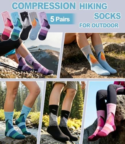DOSKONI Merino Wool Hiking Socks for Women Cozy Boot Work Crew Socks, Blue — view 4