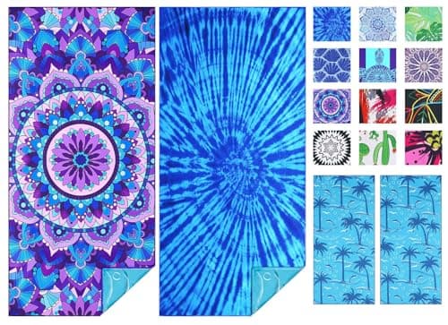 Haleey 2 Pack Microfiber Lightweight Beach Towel 180x80 Extra Large Thin Sand Free Towels Travel Swim Pool Yoga Gym Camping for Adults Beach Essentials Accessories Vacation Gift