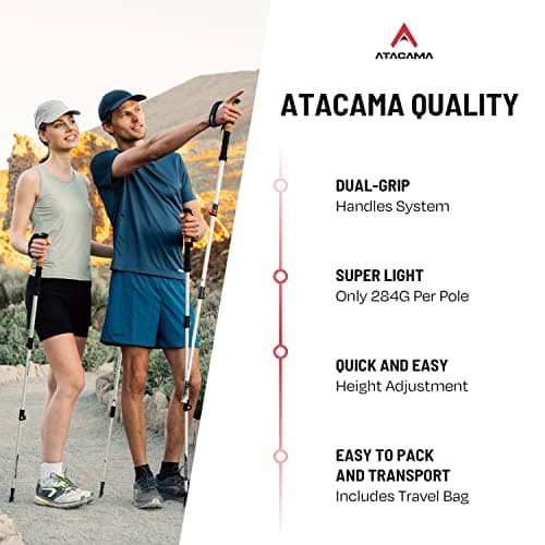 ATACAMA Walking Poles Women - Lightweight Aluminium Carbon Hiking Sticks Men Cork Handle - Adjustable Telescopic Hiking Poles - Folding Trekking Poles - Nordic Walking Poles Men - Hiking Accessories — view 2