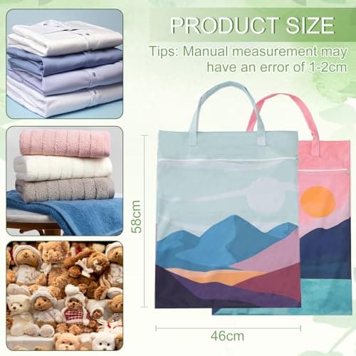 HOTUT Travel Laundry Bag,2pcs Waterproof Bathing Suit Workout Bag,Dirty Clothes Bags with Zipper for Home,Travel,Holiday,Camping,Caravan,Dormitory — view 2