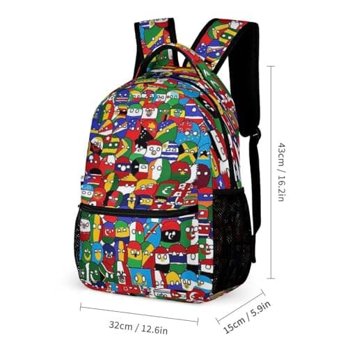 Woidxzxza Poland Ball Country Ball World Map Schoolbag Large capacity Student Backpack Outdoor Travel bag Boys Girls..., Black1, One Size, Modern — view 2